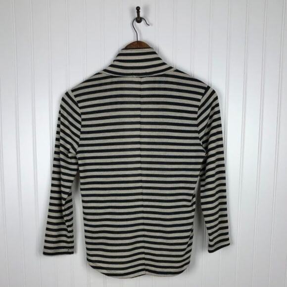 Lily White Cardigan Size Small Womens Striped Knit Half Sleeve High Neck Sweater - Picture 3 of 5